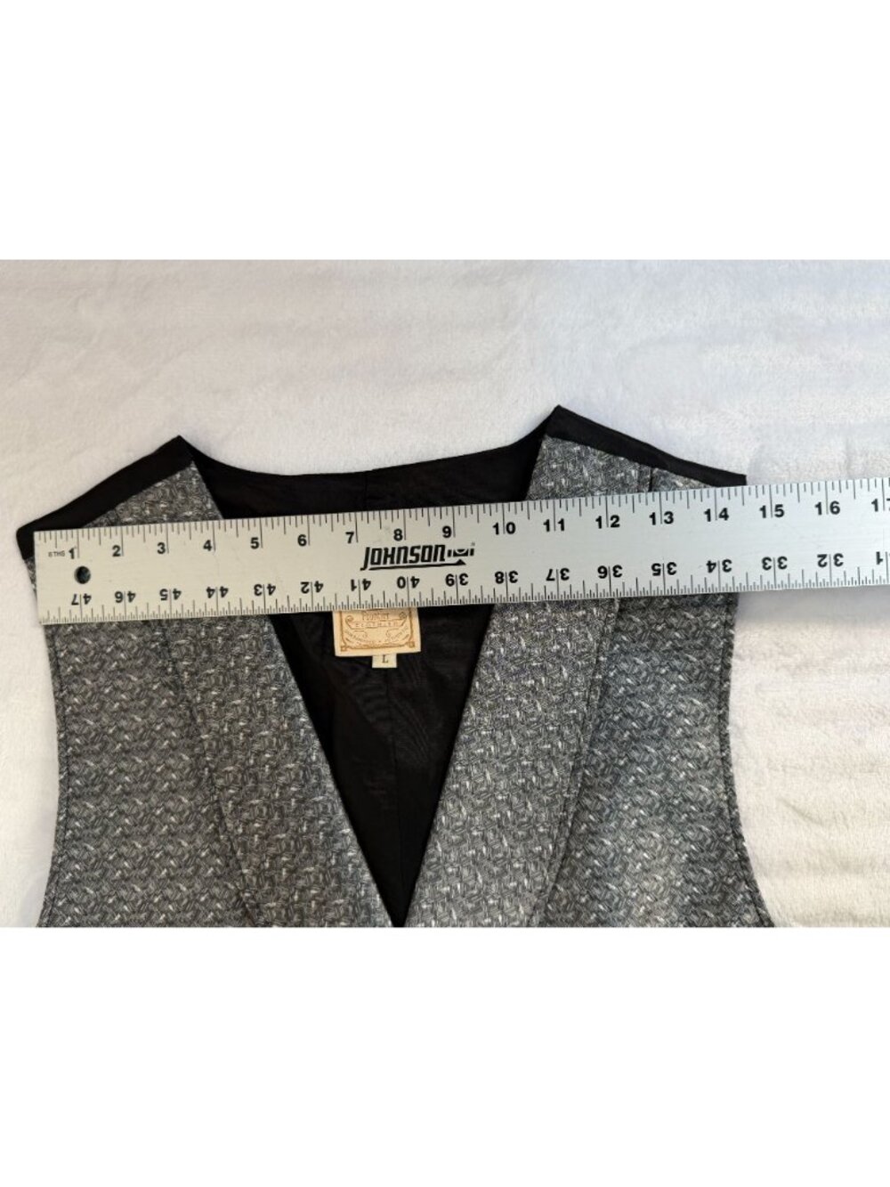 Wahmaker Frontier Mens Gray Herringbone Vest Large Shawl Collar Lined Pockets - Picture 7 of 9